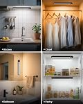 WILLED LED Light Bar with Remote, Rechargeable Under Cabinet Lighting, Magnetic Closet Lights, 3 Color Temps, Dimmable Wireless Motion Sensor Light Indoor (4 Pack, Black)