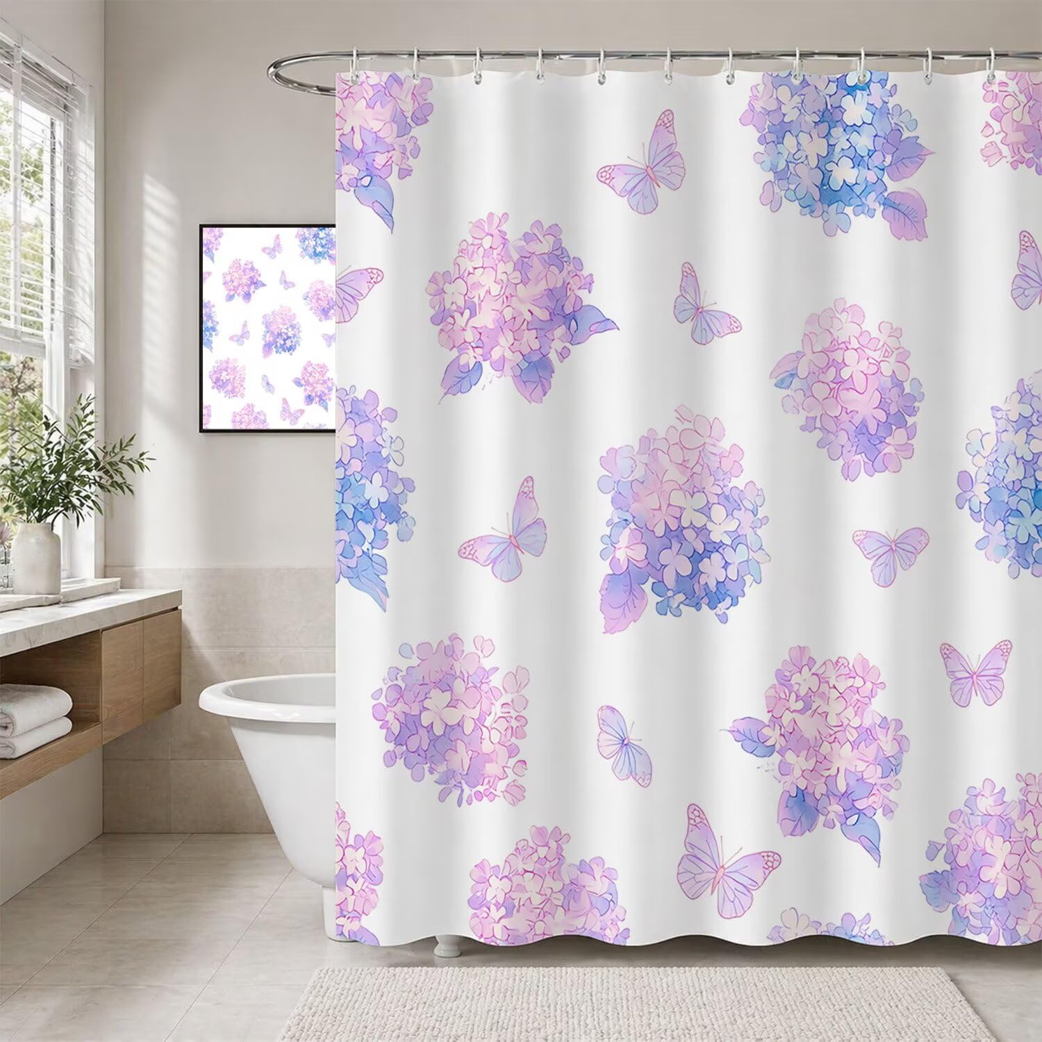 Rideau de douche imperméable avec ourlet lesté anti-collant 160x180 textile lavable rose