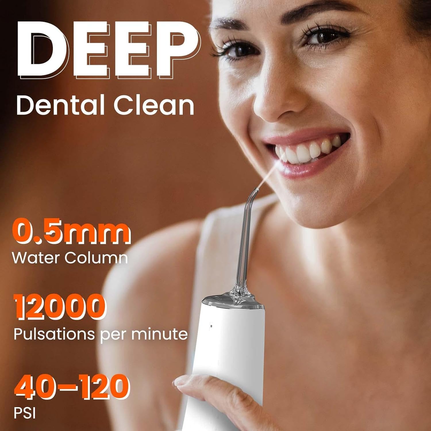 Water Dental Flosser Pick for Teeth - 300ML Portable Cordless Oral Irrigator, Rechargeable Irrigation Cleaner Professional Electric Flossing Machine for Teeth Cleaning Power Flosser Travel (White)