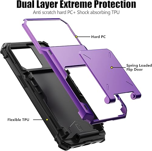 Miniatura 3 de Nvollnoe Funda para iPhone 13 Pro Max con tarjetero almacena 5 tarjetas Funda de doble capa resistente a prueba de golpes con ranura oculta para