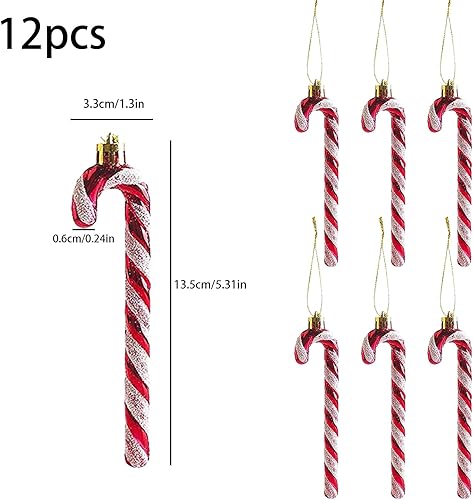 Miniatura 10 de 12 adornos de bastón de caramelo con purpurina de plástico para decoración de árbol de Navidad, decoraciones colgantes para manualidades de Navidad,