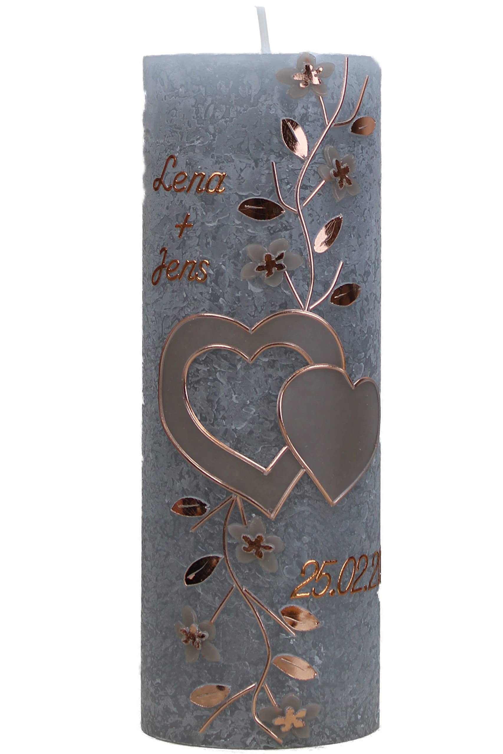 Hochzeitskerze Lena und Jens 1013, Variante:Glasteelichteinsatz