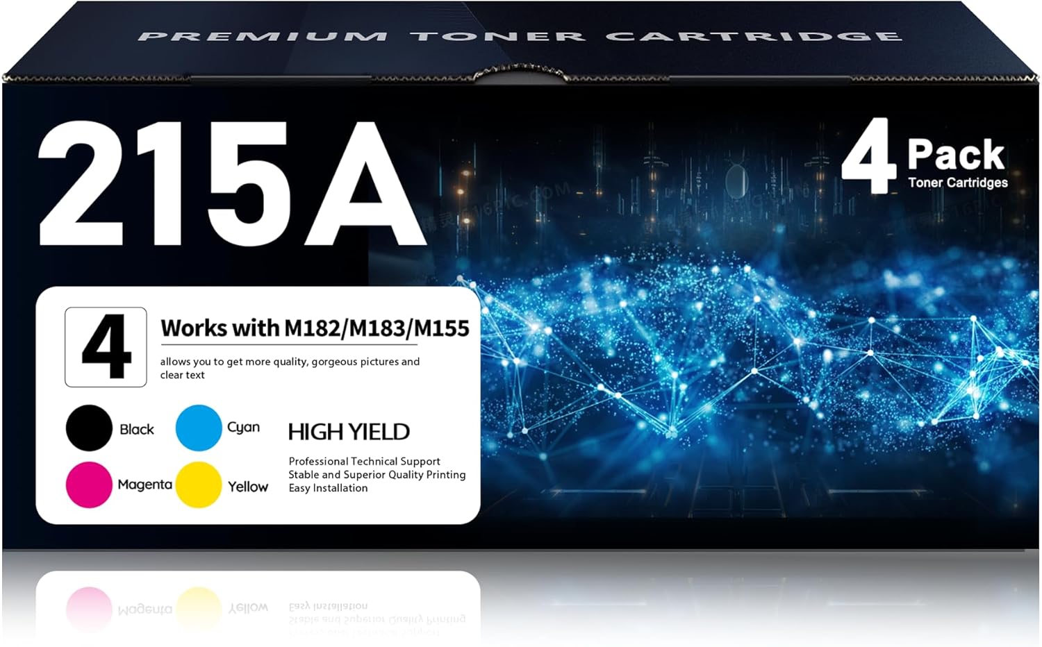 215A Toner Cartridges 4 Pack High Yield Set (1Black 1Cyan 1Magenta 1Yellow) Replacement for HP 215A Toner Works with Color Laser Jet Pro MFP M182nw M183fw M183fdw M182n M155a M155dw Printer