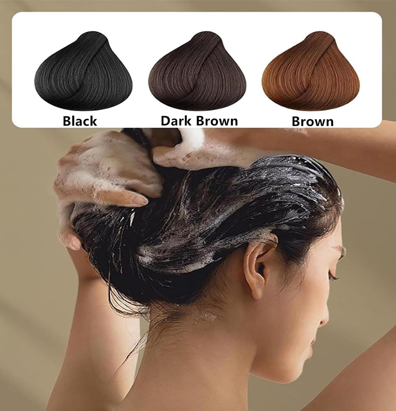 Mild Formula Long Lasting Hair Dye Set, Haarfärbecreme auf Pflanzenbasis, Pflanzenextrakte Langanhaltende Haarfärbecreme, nährend, für Frauen und Männer (Natural Black)