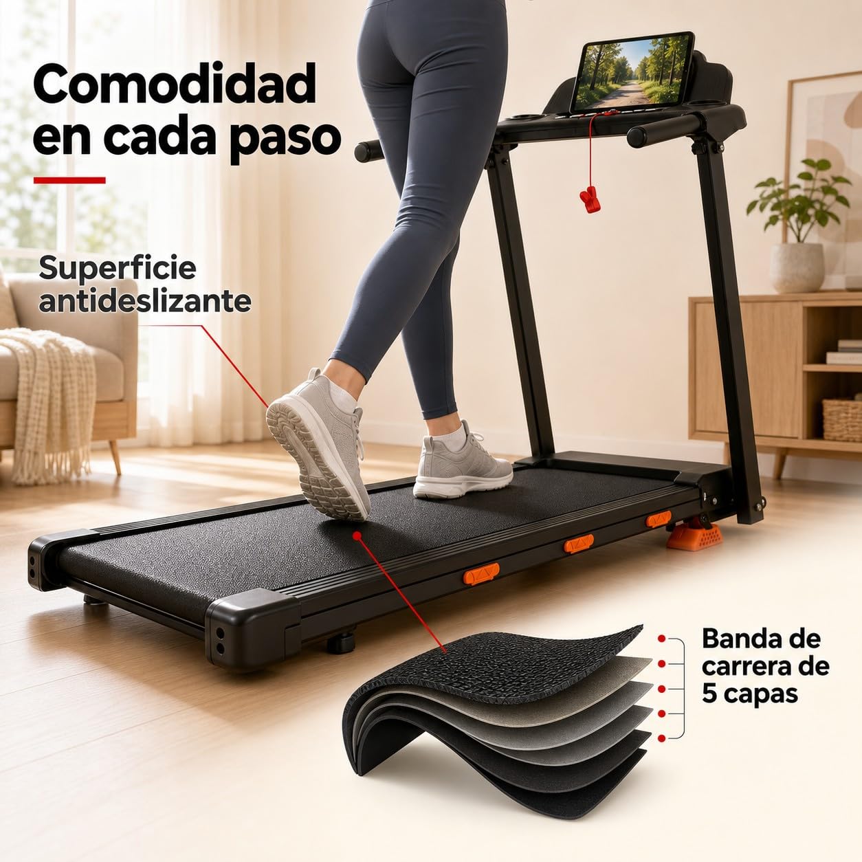 Cinta de Correr y Andar Plegable para Casa, 1-12 km/h, Motor sin Escobillas de 3.0 HP, Inclinación 3 Niveles hasta 15%, Pantalla LED, Soporte 150 kg