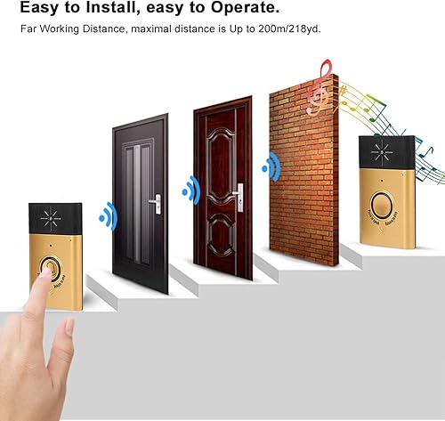 Miniatura 5 de Timbre inalámbrico inteligente, timbre de voz inalámbrico de 2 vías, conversación de conversación, intercomunicador, kit de timbre para interiores y