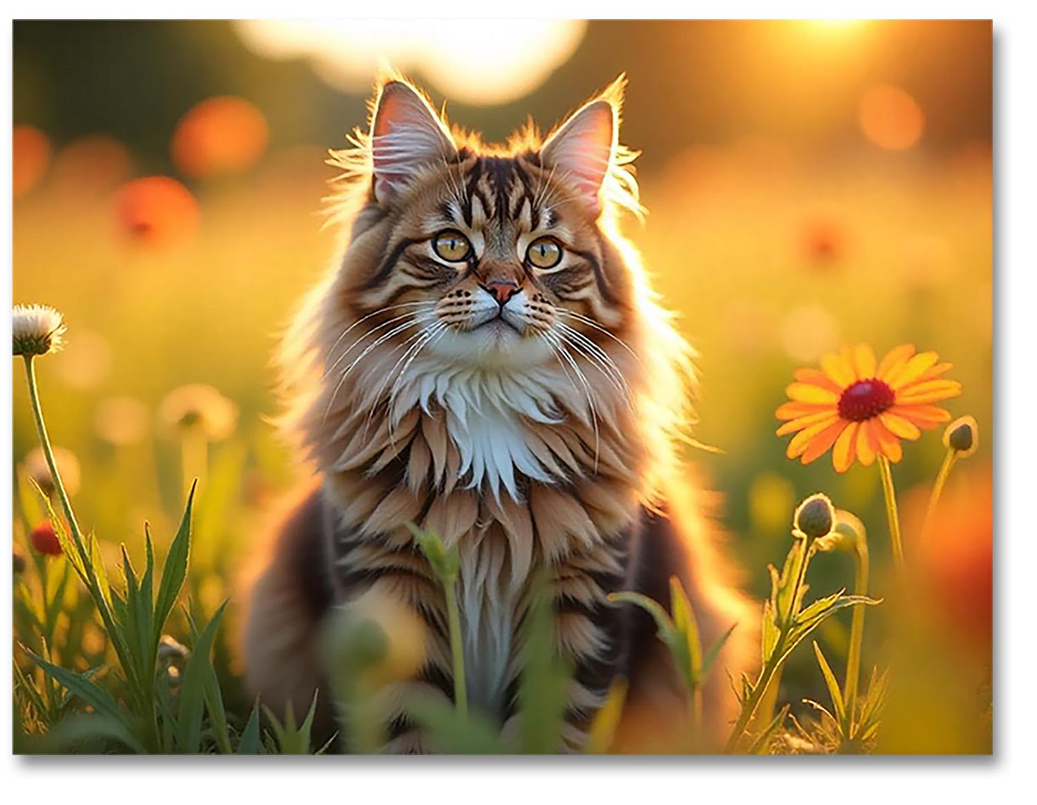 Small World Greetings Sunlit Lot de 24 cartes de photographie de chat – Intérieur vierge avec enveloppes blanches – Format A2 14 x 10,8 cm – Parfait pour les amoureux des chats, les anniversaires, les