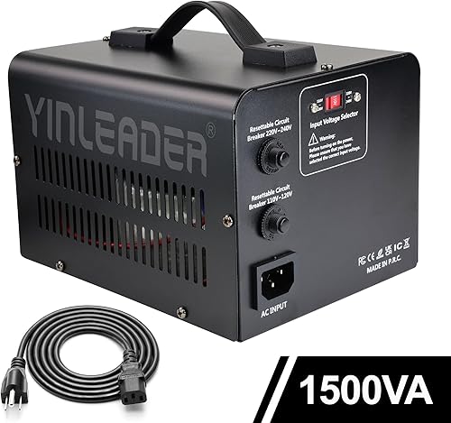 Miniatura 3 de Yinleader Convertidor de transformador de voltaje elevador y reductor de 1500 W de 110 V a 220 V o 220 V230 V240 V a 110 V120 V con cable de