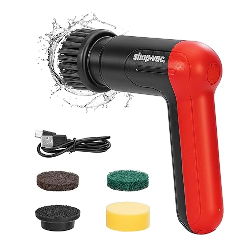 Miniatura 2 de Shop-Vac Limpiador giratorio inalámbrico, cepillo de limpieza eléctrico de 2 velocidades (180240 RPM) con 5 cabezales multisuperficie, batería de