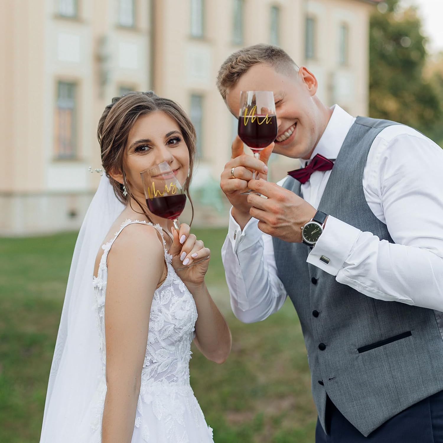 AW BRIDAL Mr and Mrs Wine Glasses Set of 2 for Engagement Bridal Shower, Wedding Gifts for Newlywed Couples 2026, Personalized Anniversary Wine Glass Gift Basket for Bride Groom and Fiance Fiancee - Image 8