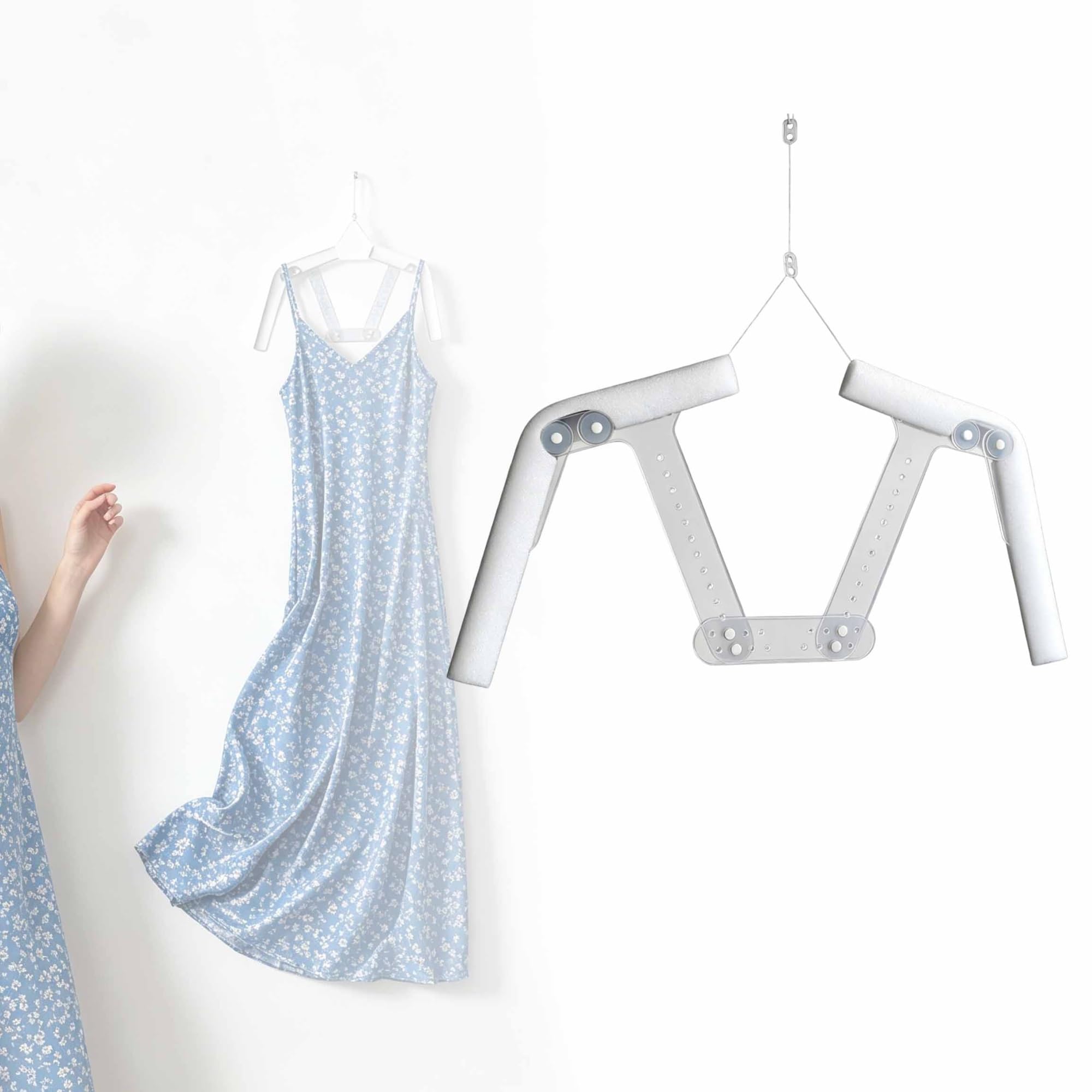 Acrylic Adjustable Mannequin Hanger, Clear Invisible Dress Form, Foldable T Shirt Display Stand for Clothing Store, Closet & Photoshoot, Unisex