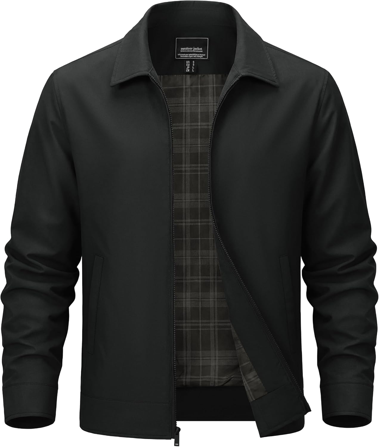 TACVASEN Men's Lightweight Jackets Full Zip Laydown Collar Windbreaker Jacket Casual Golf Light Coat with Pockets