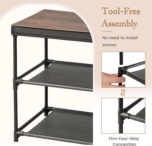 Miniatura 5 de GOFLAME Cómoda de tela con 2 cajones, mesita de noche para dormitorio, mesita de noche con contenedores y asas de tela extraíbles, mesa auxiliar