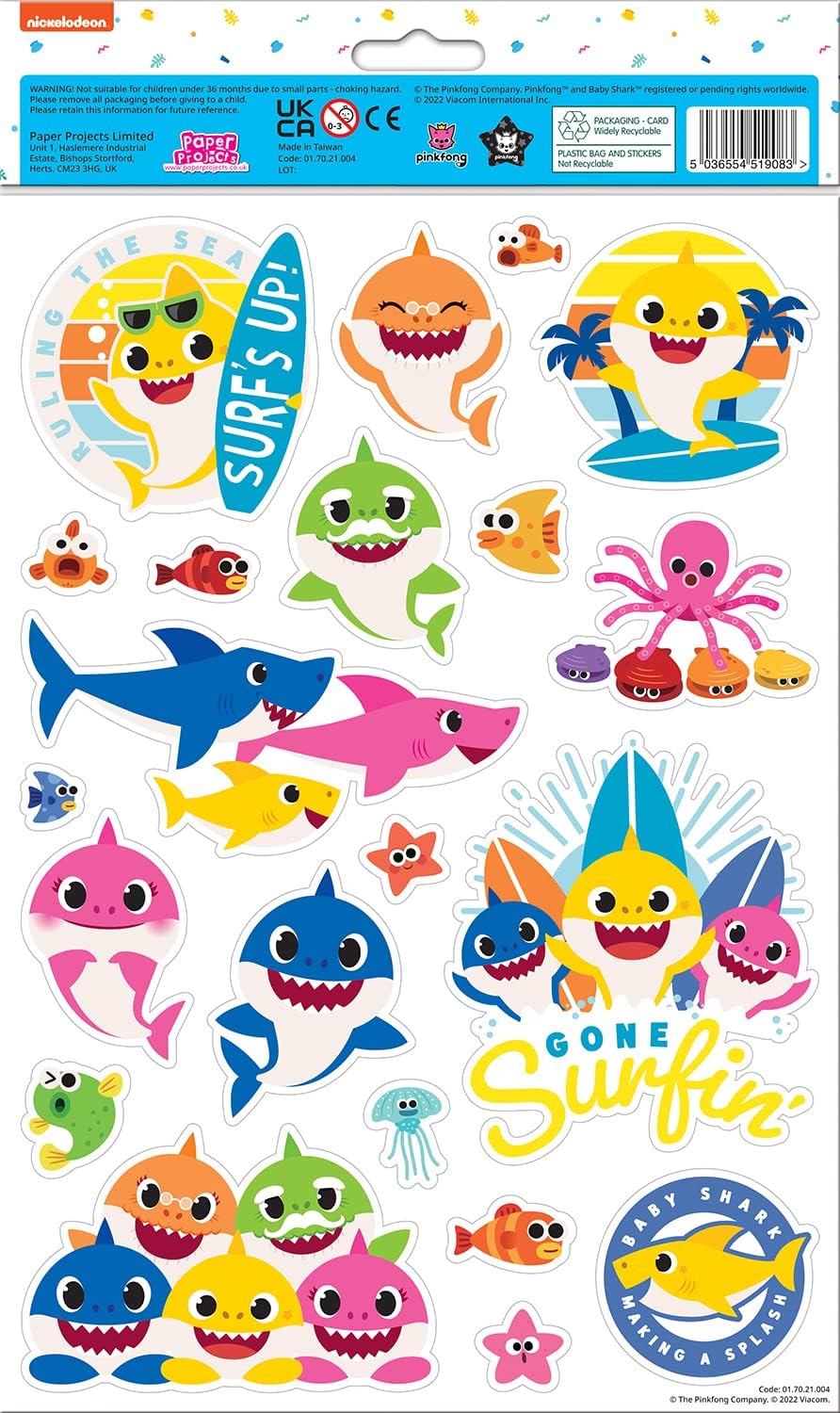Baby Shark Vinyl Decor Wall Stickers, Multicoloured / Transparent Borders, Various Sizes - Image 4