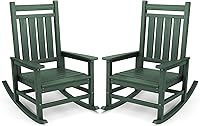 Vista 31 de SERWALL - Juego de 2 sillas mecedoras de exterior de gran tamaño, balancín de HDPE para adultos, sillas mecedoras de patio para porche, Aruba