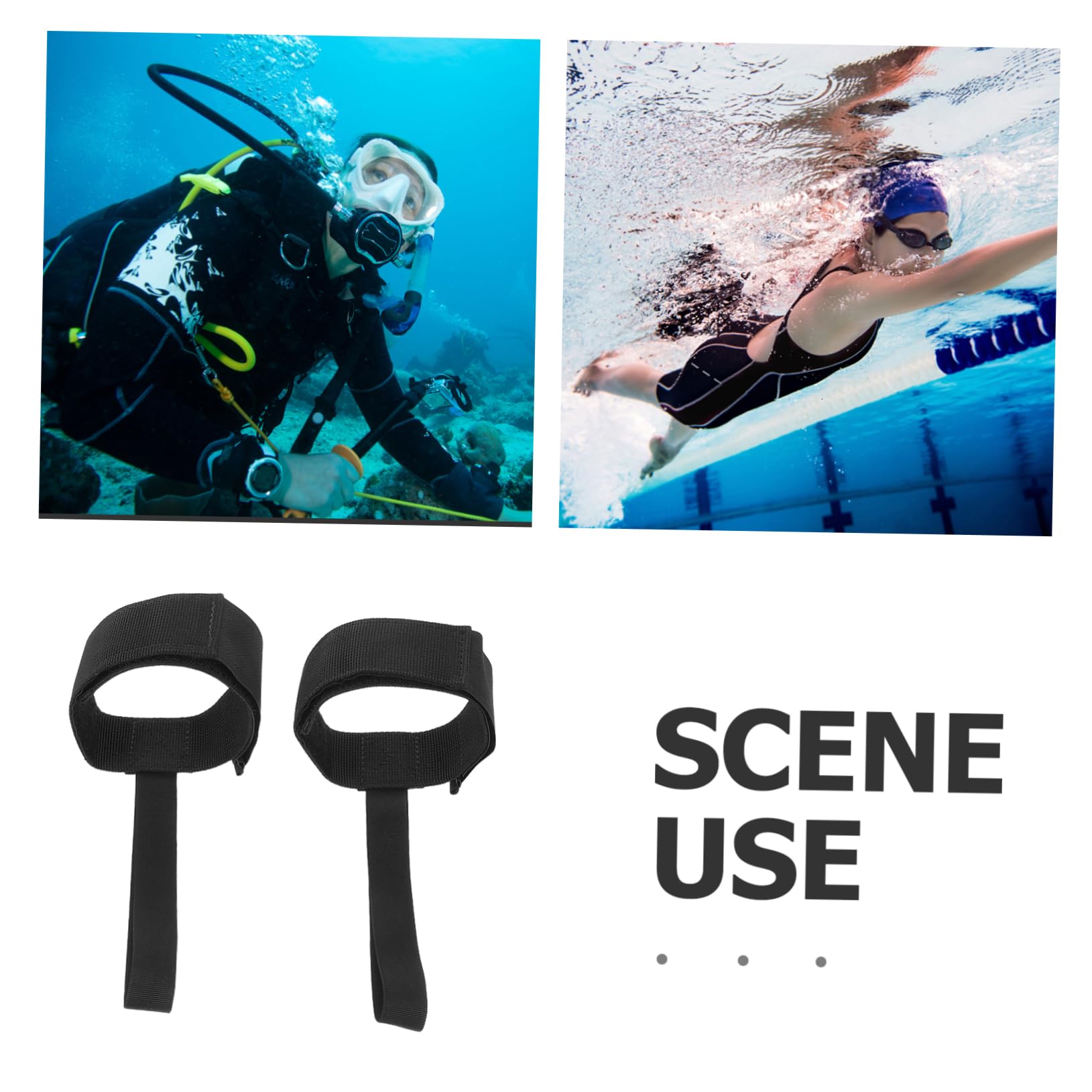 HEMOTON Correas para Aletas de Natación Negras, Cordón Antipérdida, Material PP Resistente al Agua de Mar