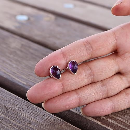 Vista 129 de Sterling Silver Black Onyx Handmade Round Stud Earrings for Women & Men - 9mm Black Onyx Cabochon