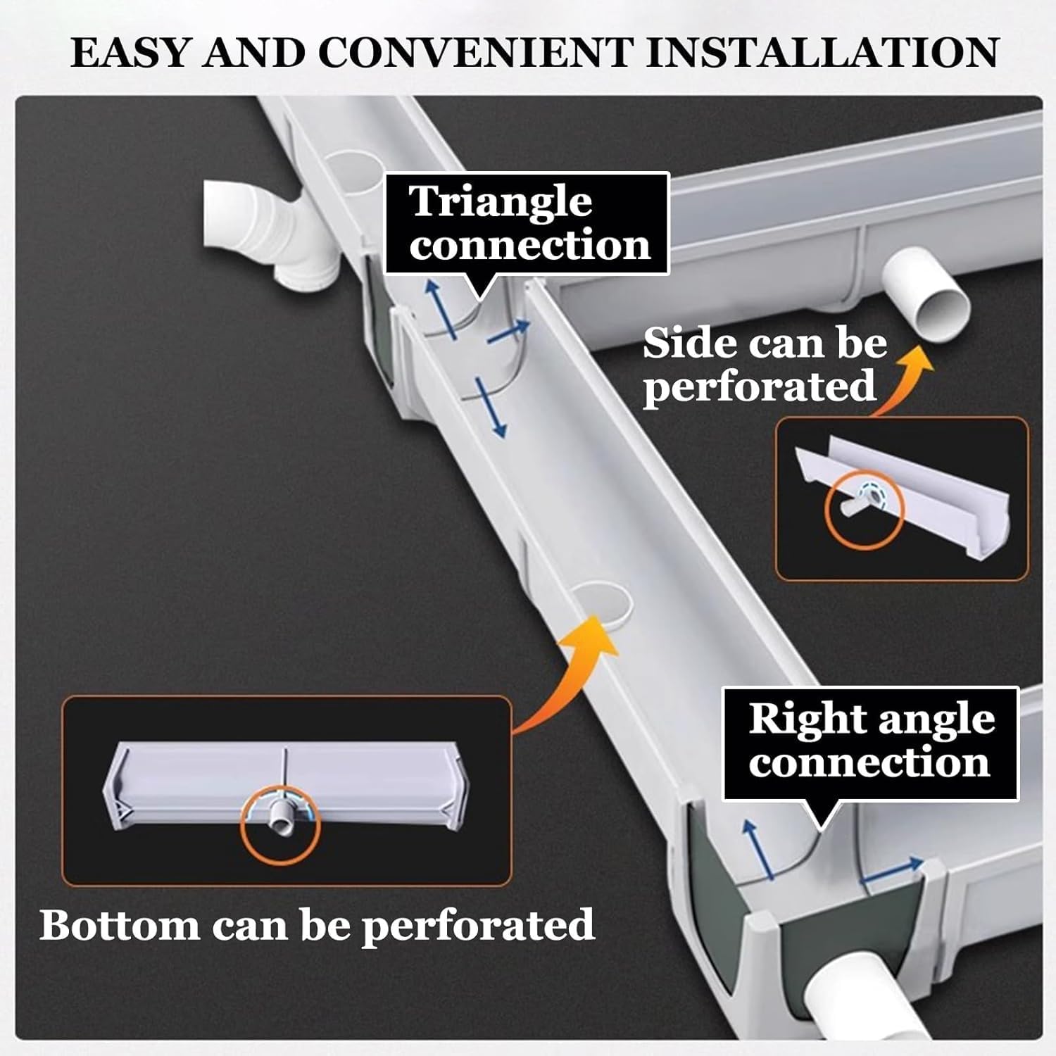 Concrete Permeable Grating Stainless Steel Grating Heavy-Duty Swimming Pool Deck Drainage Channel Underground Drainage Trough(39.4x9.85x9.85in)
