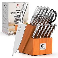 imarku 14-Piece Knife Set with Block High Carbon Stainless Steel Kitchen Knives with Built-in Sharpener Dishwasher Safe Ergonomic