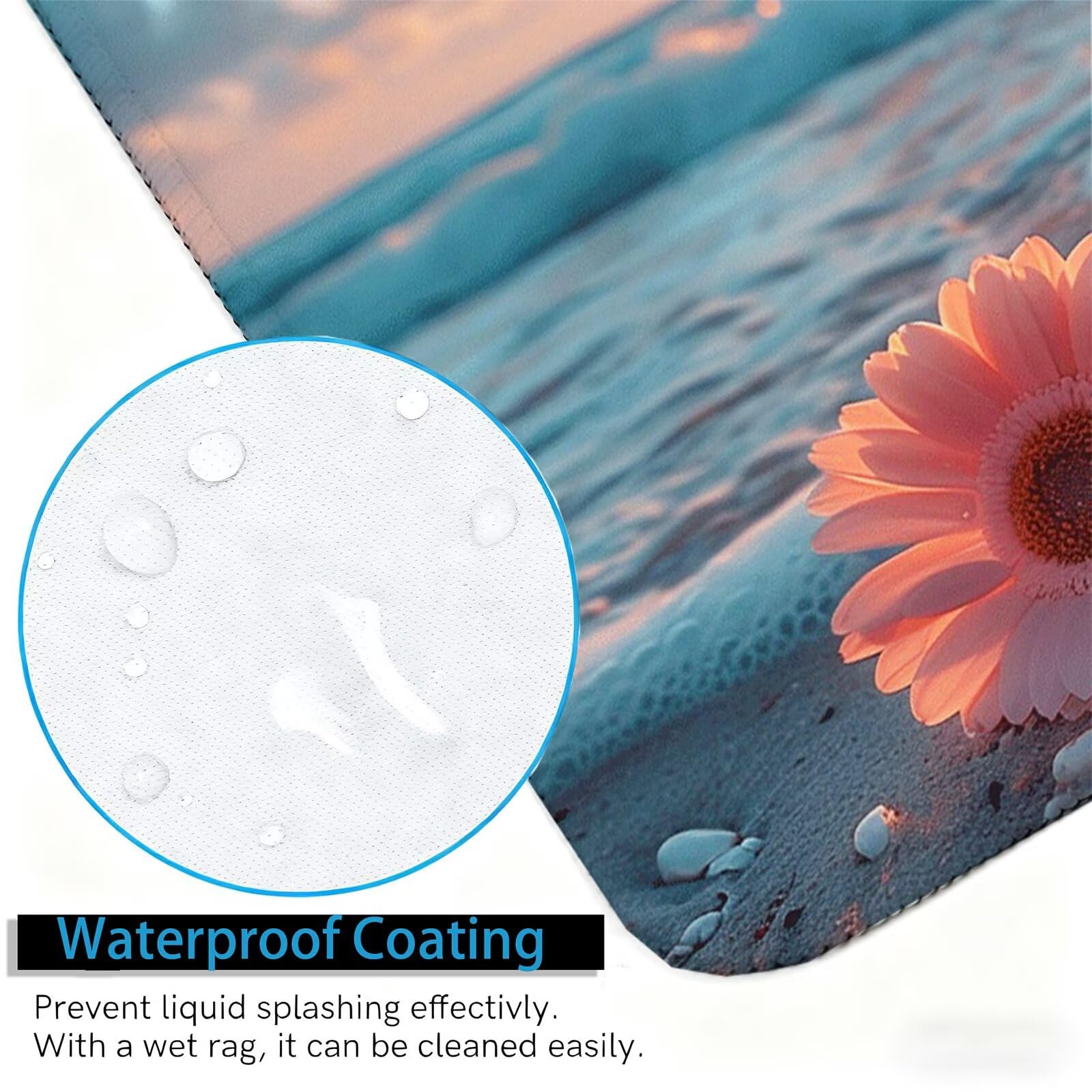 Gamingowa podkładka pod mysz, chryzantema, XXL, 120 x 60 cm, podkładka pod mysz, morze, podkładka na biurko, zoptymalizowana prędkość, z gumowaną antypoślizgową podstawą, mata na biurko dla graczy
