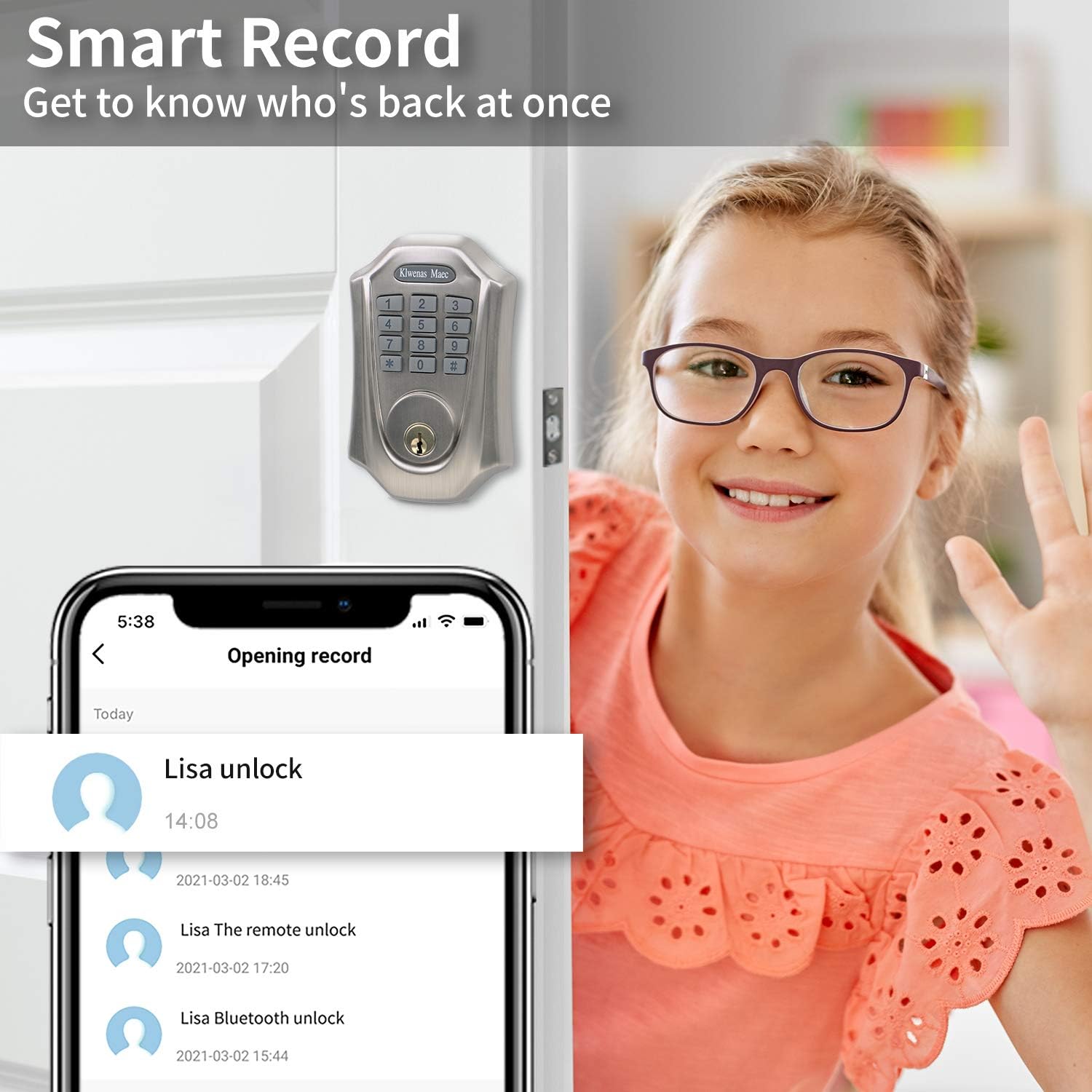 Suреr Sаlе 🛒 KlwenasMaec Smart Door Lock with Keypad, Keyless Entry Home with Your Smartphone, Bluetooth Front Door Locks, Easy Installation, IP65 Weatherproof ❤ Crаzу Dеаlѕ KlwenasMaec Smart Door Lock with Keypad, Keyless Entry Home with Your Smartphone, Bluetooth Front Door Locks, Easy Installation, IP65 Weatherproof