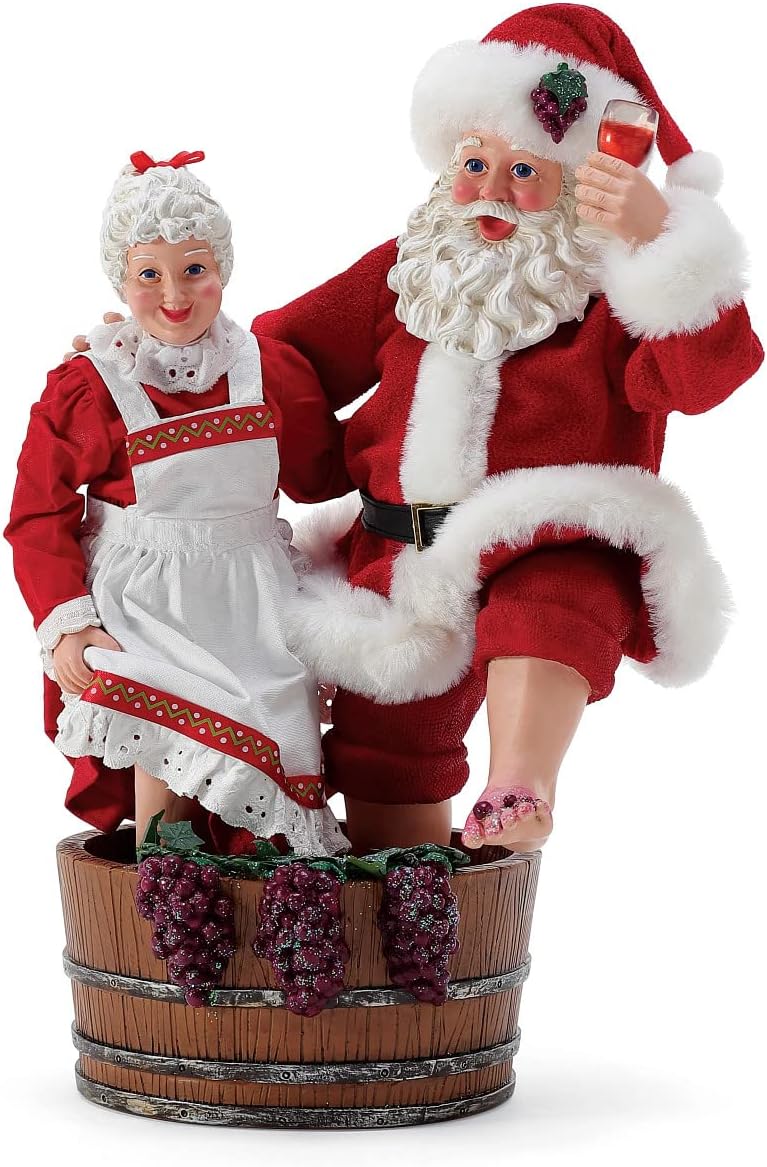 Department 56 Possible Dreams Bon Apetit Santa and Mrs. Claus Christmas Crush Şarap Yapımı Heykelcik, 25 cm, Çok Renkli