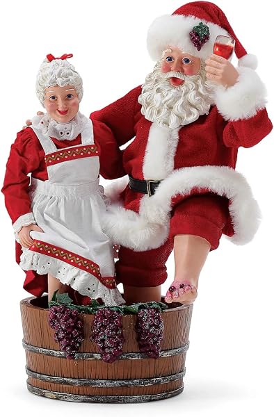 Department 56 Possible Dreams Bon Apetit Santa and Mrs. Claus Christmas Crush Şarap Yapımı Heykelcik, 25 cm, Çok Renkli