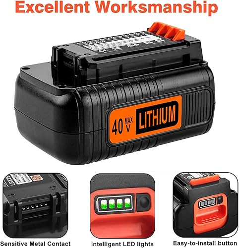 Miniatura 4 de ANTRobut Reemplazo de 3.5Ah para batería de litio y cargador Black and Decker de 40 V, compatible con batería Black and Decker de 40 V LBX2540