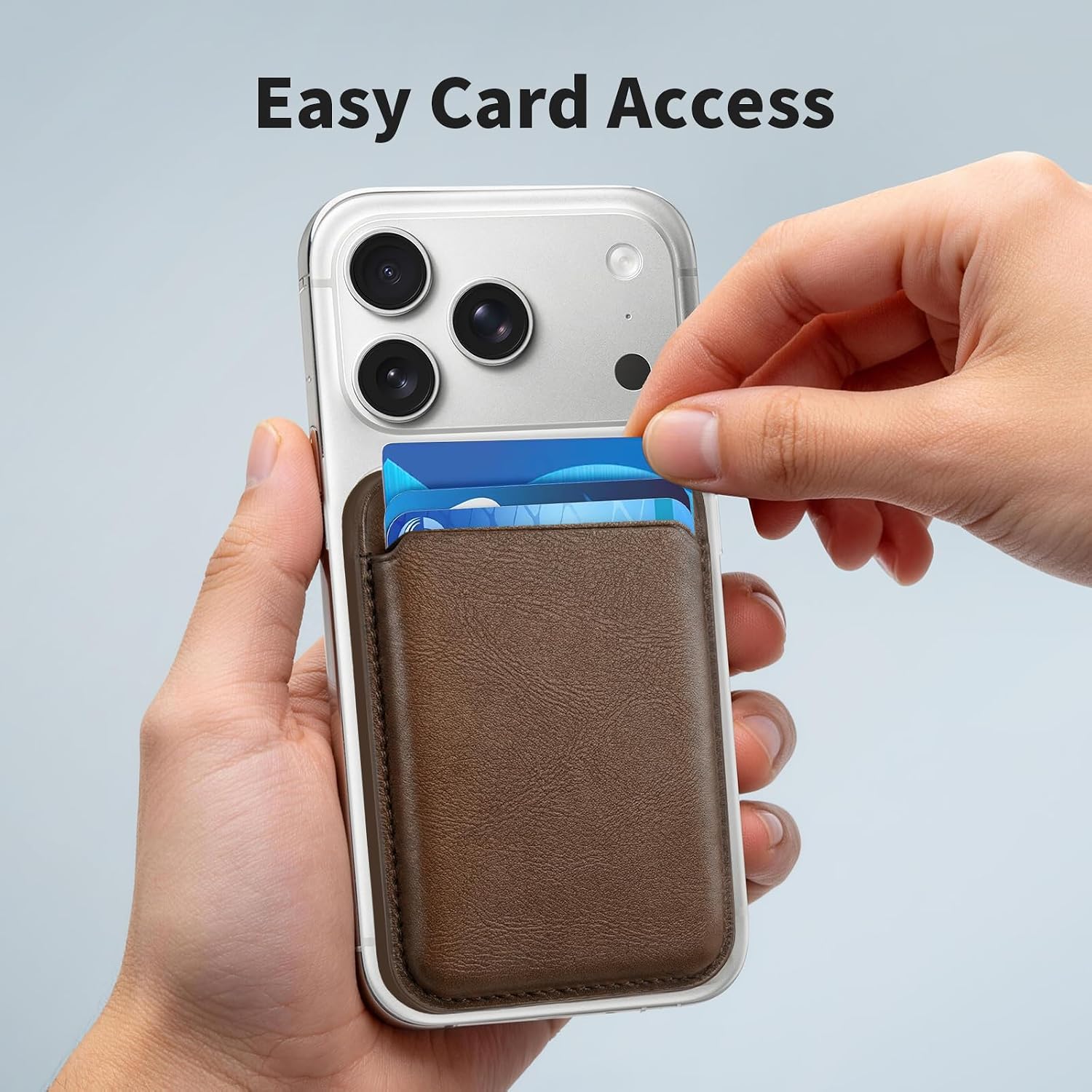 Magnetic Wallet Phone Card Holder for Phone Case with Mag-Safe, Stronger Magnetic RFID Leather Phone Wallet Stick on Series of iPhone 17/16/15/14/13/12 and Pro/Promax, Vintage Brown thumbnail