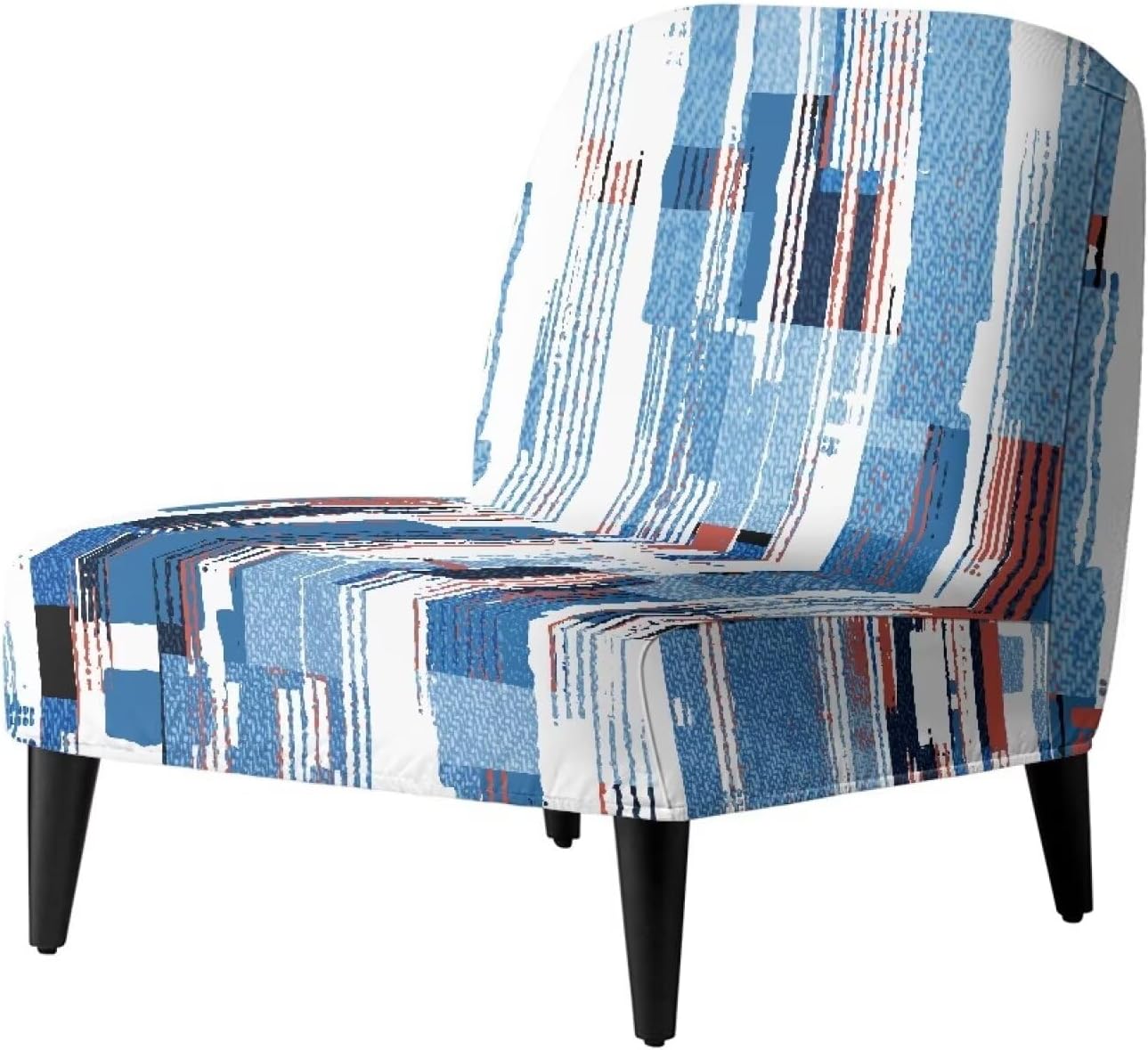 Denim Pattern Armless Sofa Chair Slipcover, Elastic Removable Armless Accent Chair Cover, Non-Slip Armless Sofa Chair Cover for Home Office Hotel Bedroom
