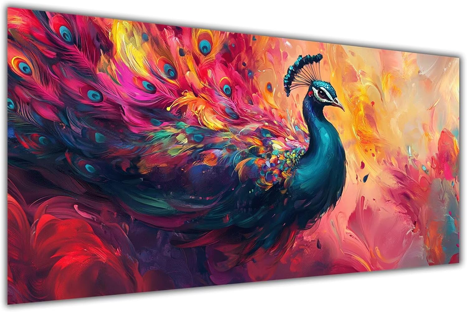 Paint by Numbers Kit for Adults Peacock Paint by Numbers Kit for Kids Colorful，Adults DIY Canvas Oil Painting with Acrylic & 3 Brushes，Home Arts Decor Crafts Women Hobbies Girl Gifts 60x120cm KL-112