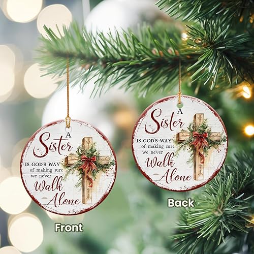 Miniatura 4 de Adornos de Navidad para Hermanas 2025, Regalo de Navidad para Hermana - Una Hermana es el Camino de Dios para Asegurarnos de que Nunca Caminamos