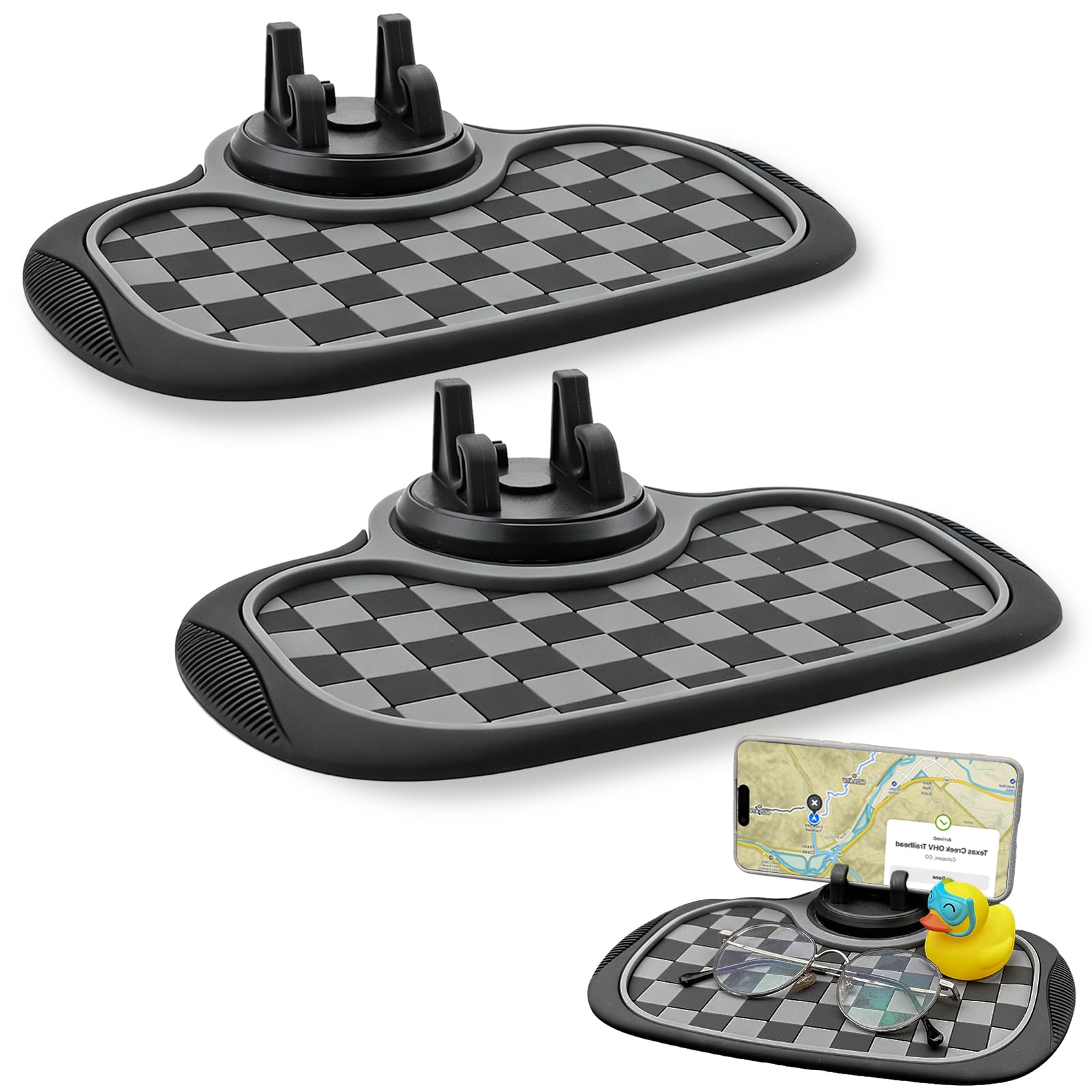 Photo 1 of (2026 New Upgrade) 2-Pack Car Anti-Slip Mats,Multifunction Car Anti-Slip Mat with Improved 360°Rotating Phone Holder,Anti-Slip Mat for Car Dashboard,Car Dashboard Organizer for Phones,Sunglasses,Keys