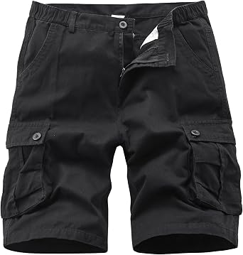 Vcansion Mens Cargo Shorts Casual Cotton Multi-Pockets Elastic Waist Camo Shorts