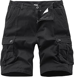 Vcansion Men's Cargo Casual Cotton Multi-Pockets Elastic Waist Camo Shorts
