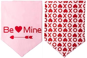 BoomBone Valentines Day Dog Bandana 2 Pack Triangle Bibs Scarf for Small to Large Dogs