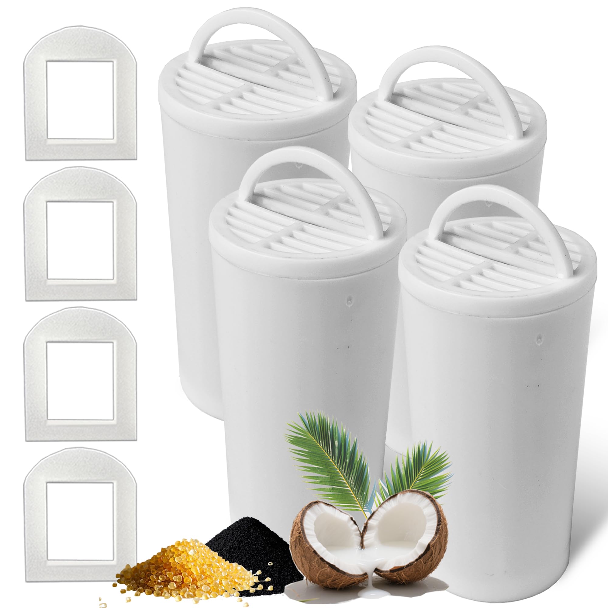 4+4 Pack Premium Cat and Dog Water Fountain Carbon Filters Compatible with PetSafe Drinkwell 360 Multi-Pet Stainless Steel & Plastic Pet Fountains(128oz/3.8L) with Replacement Foam Filter