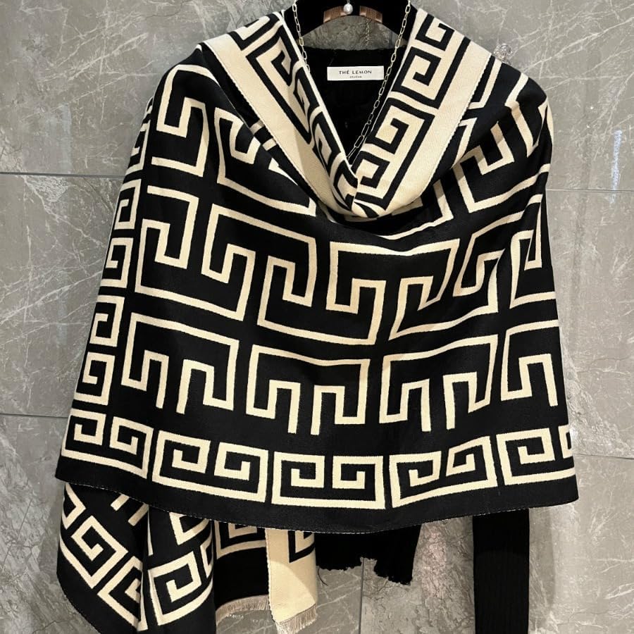FairyCity Women's Soft pashmina Shawl Oversized Winter Warm blanket Scarf Long Cashmere Shawls Wraps Geometric patterns - Image 6
