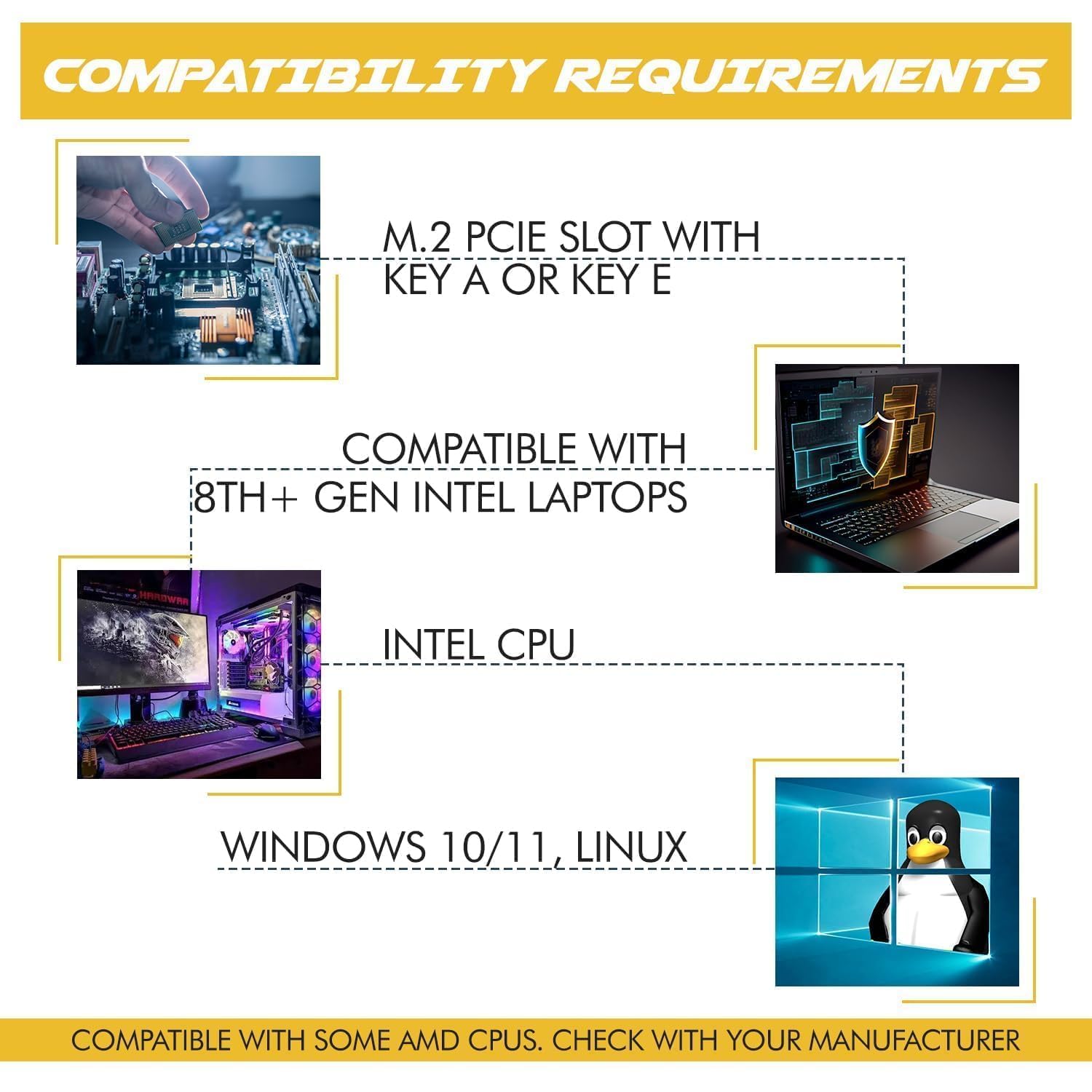 AX1675x Killer Series Upgraded WiFi 6E Adapter | Gaming WiFi Adapter | M.2 Wifi Card | 2.4 Gbps WiFi for PC | Supports Bluetooth 5.3 & Intel, AMD with Windows 10+, Linux (AX1675x)