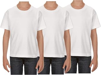 Alstyle Boys & Girls Youth Standard Shorts Sleeve Tee, White 3Pack,Medium