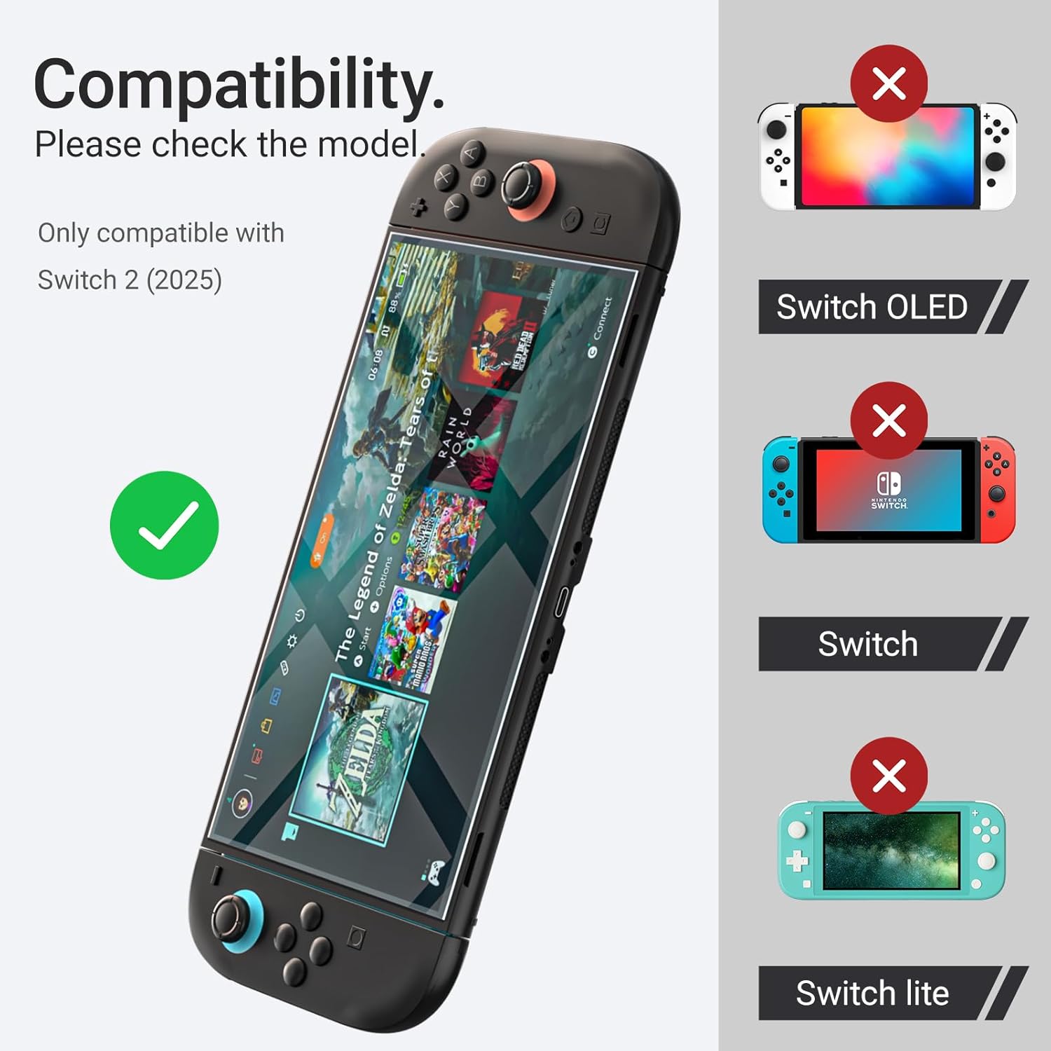 HEATFUN Switch 2 Screen Protector, Blue Light Blocking Tempered Glass Screen Protector for Switch 2, 9H Hardness, HD Clear, Anti-Fingerprint, Anti-Scratch, Eye Protection, Easy Installation - 2-Pack - Image 2