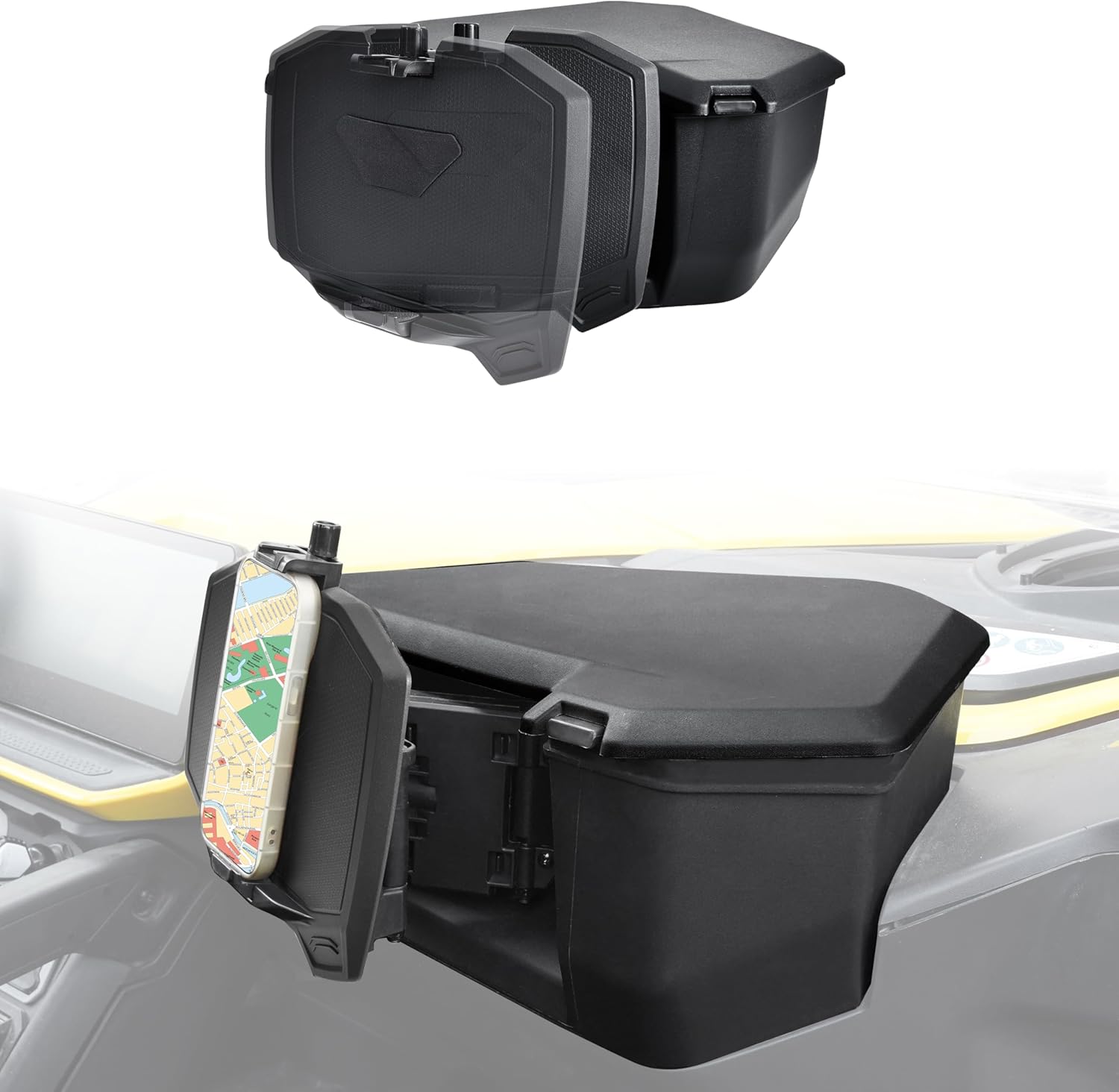 SAUTVS Tablet Phone Device Holder for Maverick R, Adjustable Electronic Device Holder GPS Phone Tablet Mount with Storage Box for Can Am Maverick R MAX X RS 2024+ Accessories (#715007176)