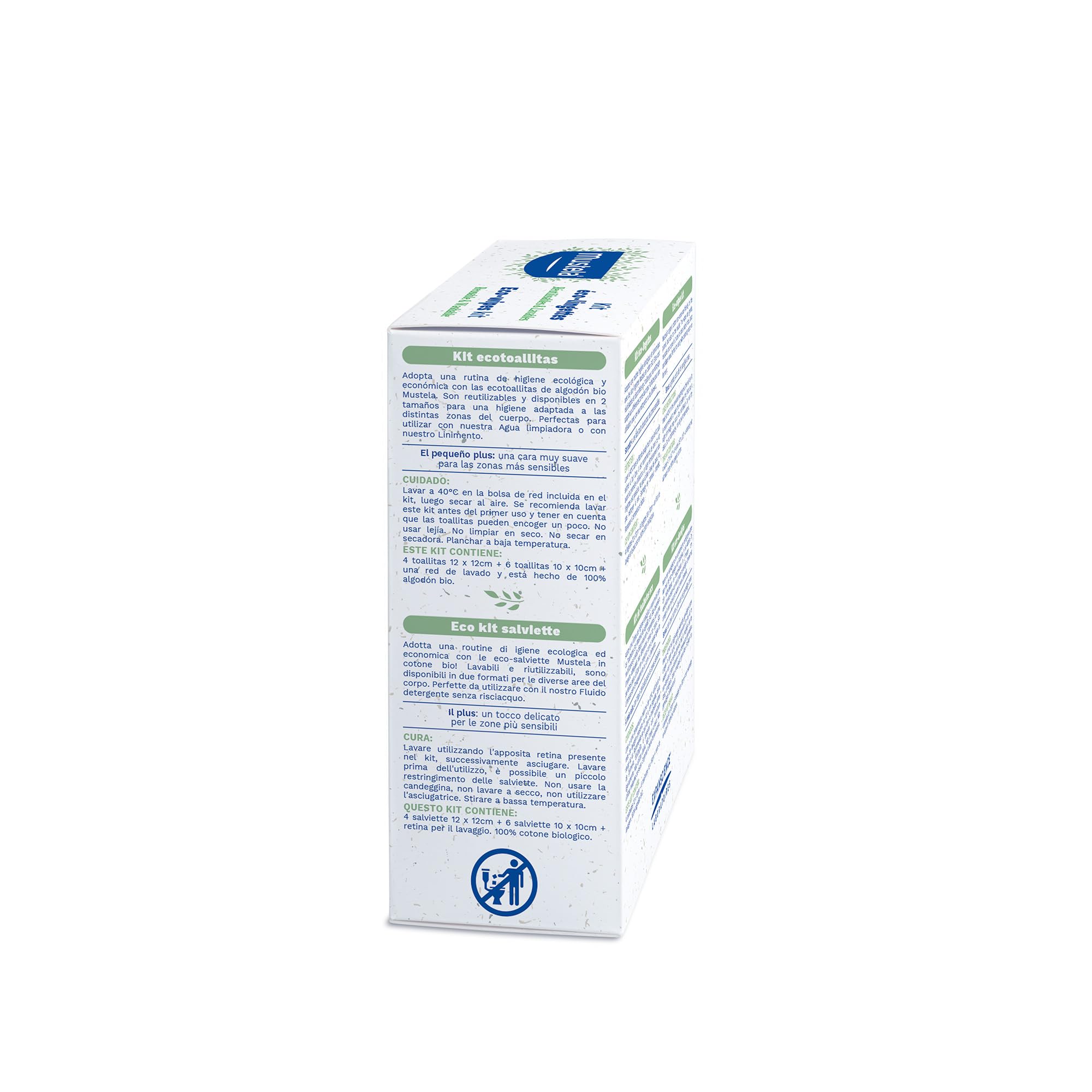 Mustela Toallitas Reutilizables 100% Algodón GOTS para el Cambio de Pañal, Cuerpo y Maquillaje, Bebé y Toda la Familia - Limpian la Piel y Absorben la Suciedad, Aptas para Pieles Sensibles (10 uds.)