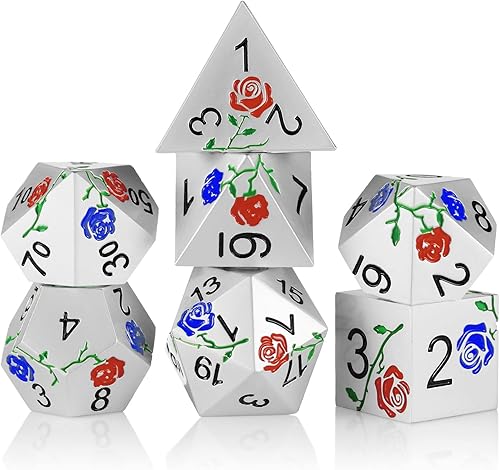 DND - Juego de dados de metal, juego de dados poliédricos, juego de dados D&D de color rosa, perfecto en caja de metal de regalo para juegos de rol