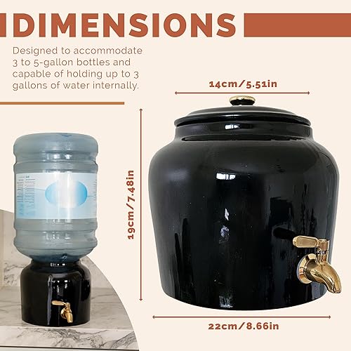 Miniatura 6 de Dispensador de agua de cerámica, dispensador de bebidas, solución versátil de encimera para el hogar u oficina, soporte para jarra de 3 a 5 galones,