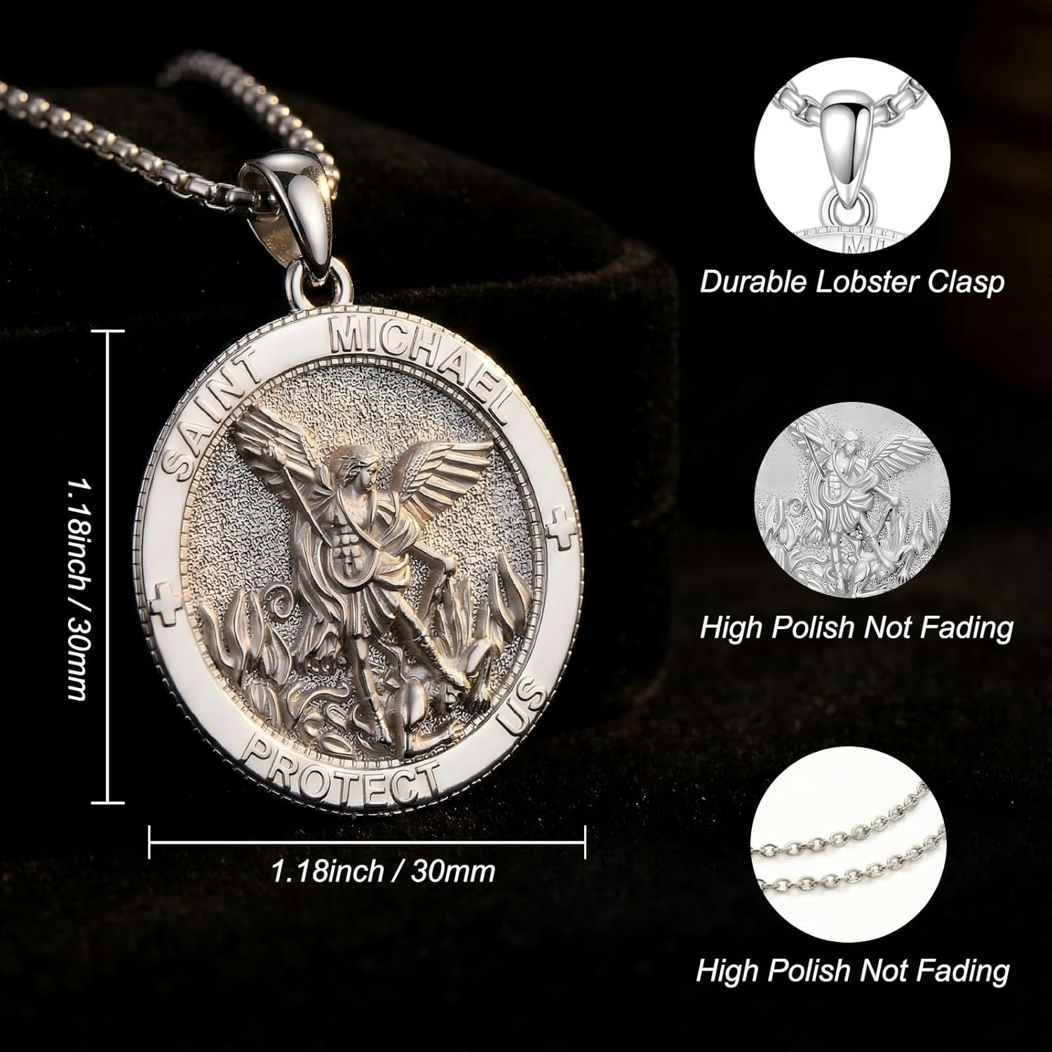 Patron Saint Necklace 14K Gold Medal Catholic Pendant Christian Religious Amulet Jewelry Gift for Men Women - Image 6