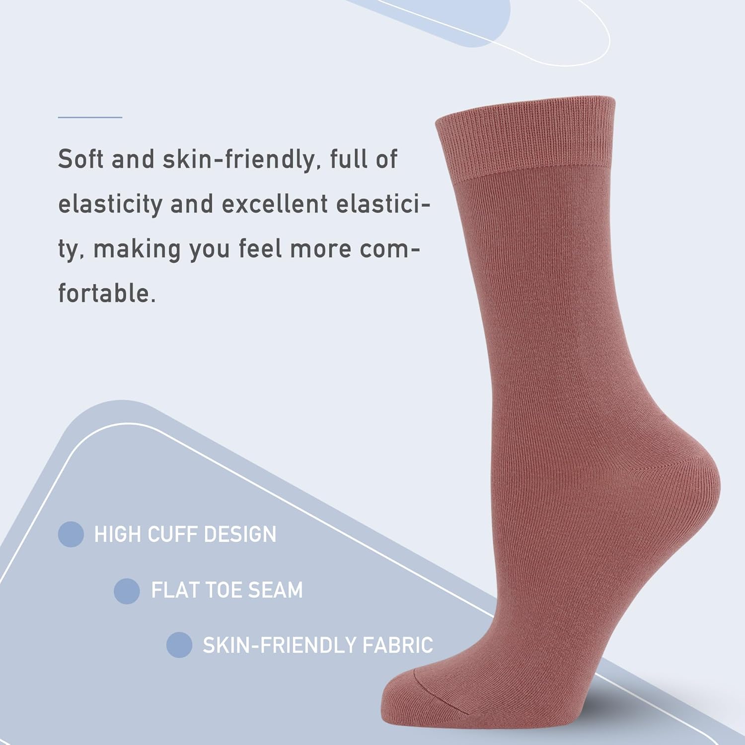 Women's Soft Thin Viscose Bamboo Crew Socks, Fit Stretchy Casual, Business, Dress Calf Sock 5 Pairs - Image 4