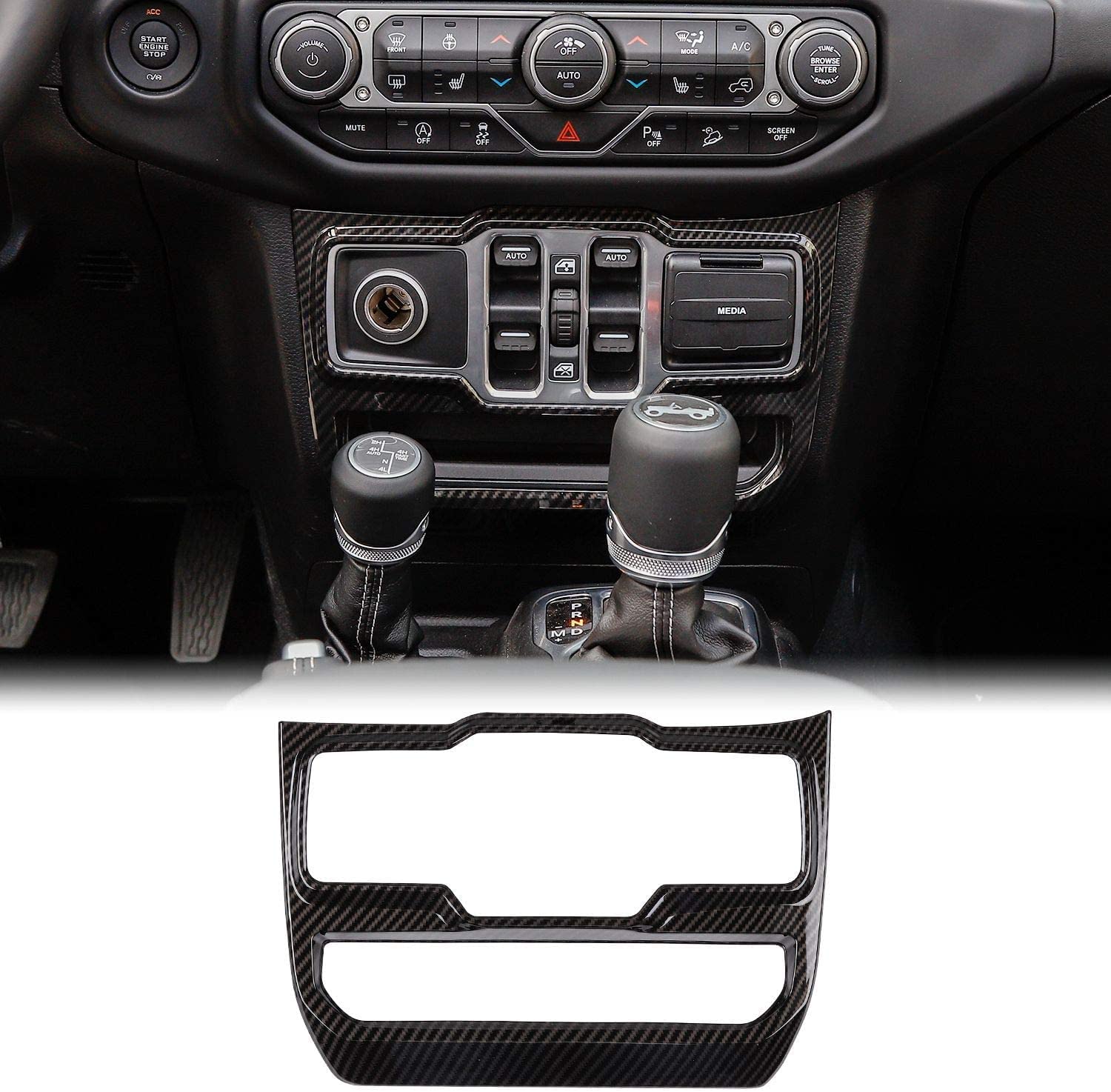SYOSI Window Control Panel Trim Cover, Interior Decoration Accessories, for 2018-2021 Jeep Wrangler JL JLU, Carbon Fiber Texture