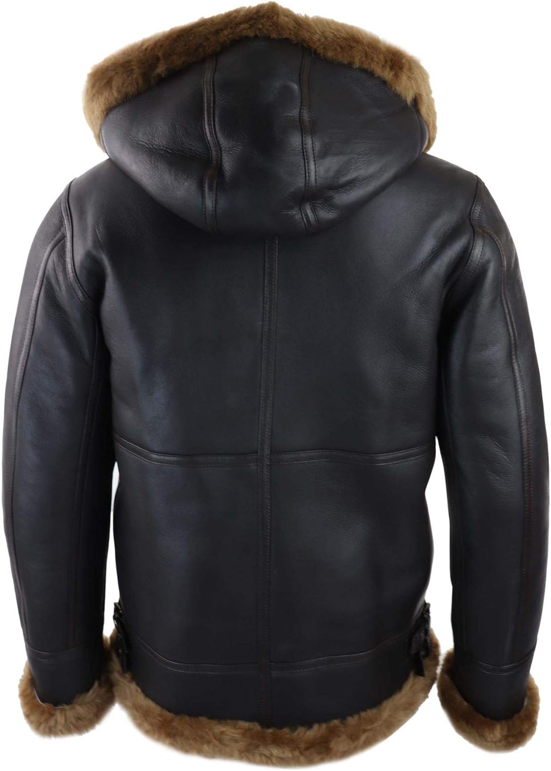 TruClothing Mens Real Leather Sherling Sheepskin Hood Jacket Vintage Aviator Flying Pilot - Image 6