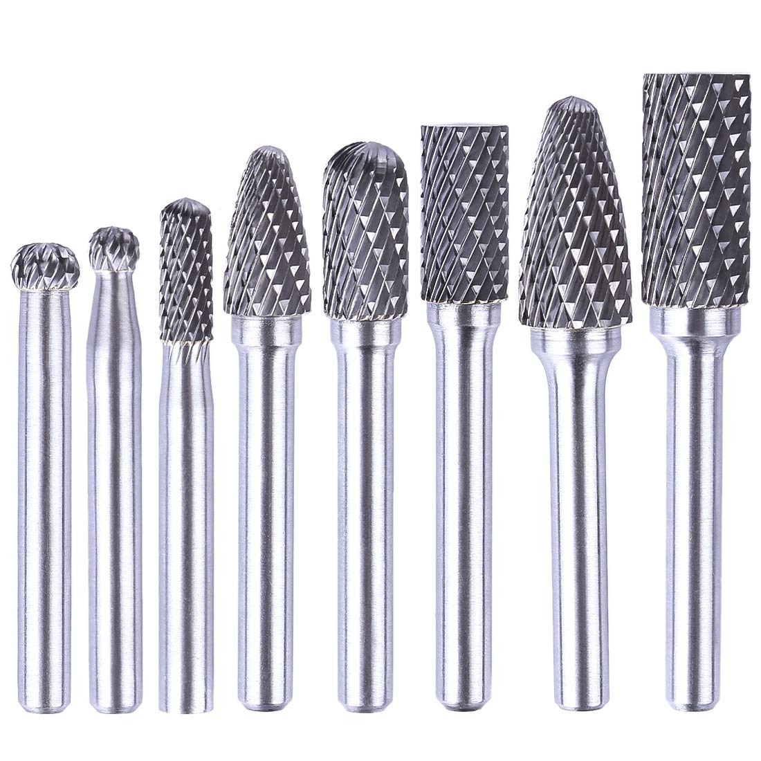 Batop - Set di 8 frese in metallo duro da 6,35 mm per legno, metallo, marmo, levigatura, lucidatura, incisione, foratura, ecc.